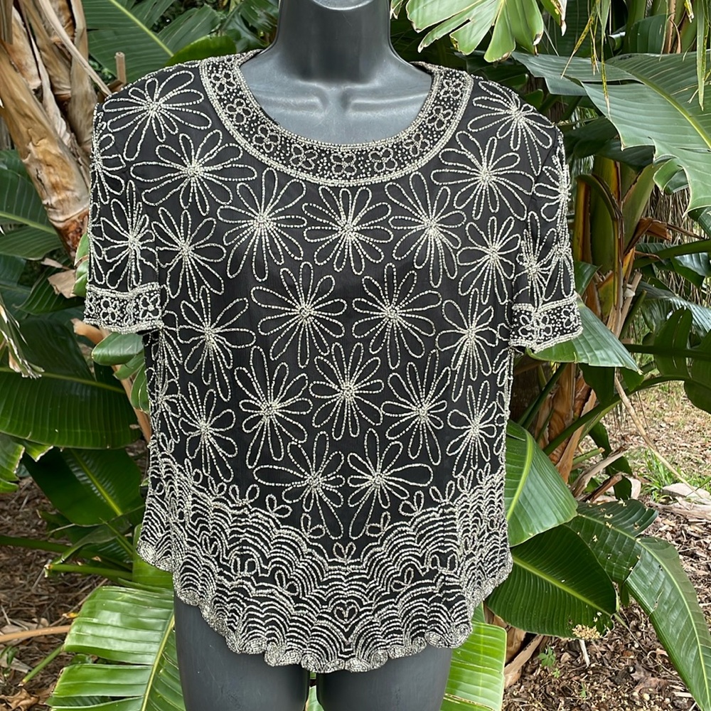 Adriana Papel beaded formal top